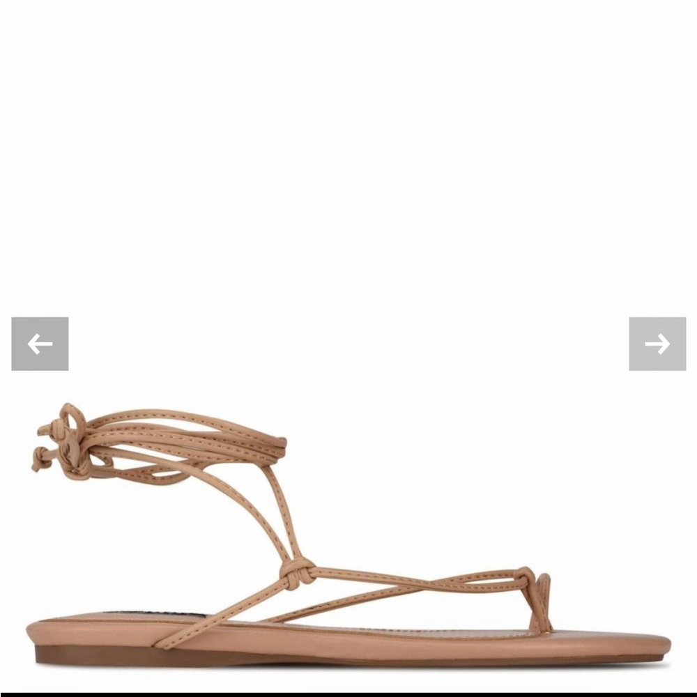 Nine West Pansie Ankle Wrap Flat Sandals Nude, 7.5